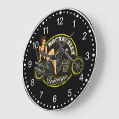 Motorrad Pinup Babe Garage Große Wanduhr (Winkel)