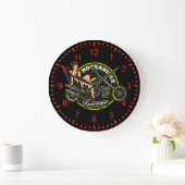 Motorrad Pinup Babe Rockabilly Garage Große Wanduhr (Zuhause)