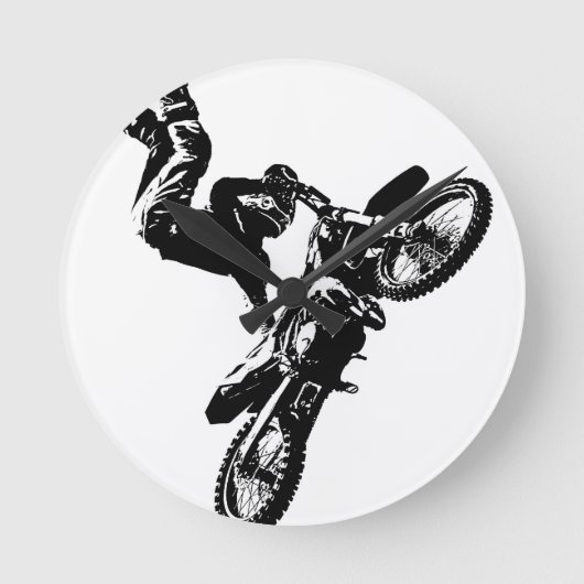 Motorrad-Pop-Kunst Motorrad-Akrobatik Runde Wanduhr (Vorderseite)
