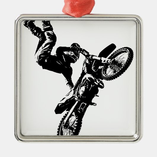 Motorrad-Pop-Kunst Motorrad-Akrobatik Silbernes Ornament (Vorne)
