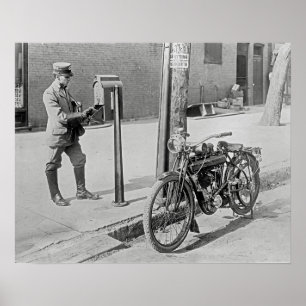 Motorrad Postman, 1909. Vintages Foto Poster