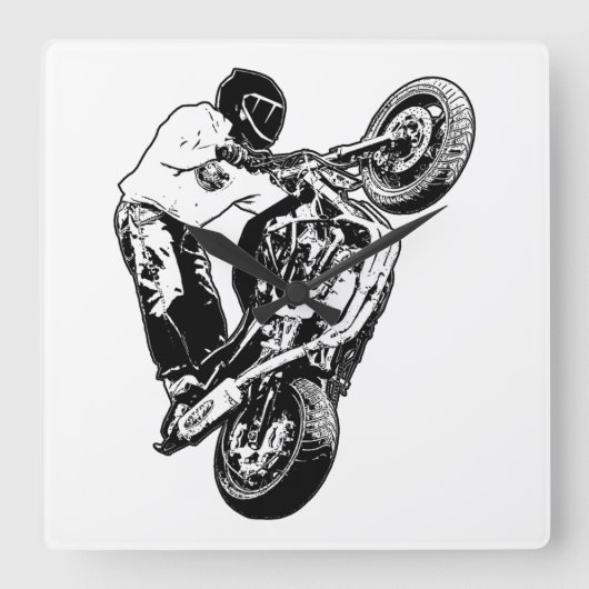 Motorrad Quadratische Wanduhr (Vorderseite)