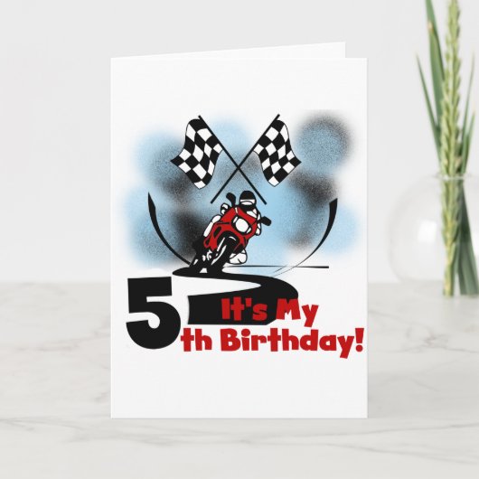 Motorrad Racing 5. Geburtstag Karte (Vorderseite)
