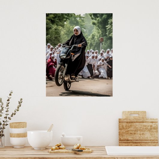 Motorrad Racing Nun Poster (Küche)