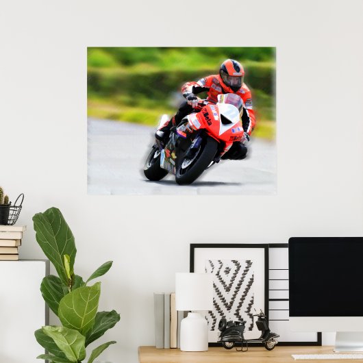 Motorrad Red Racer Poster (Heimbüro)