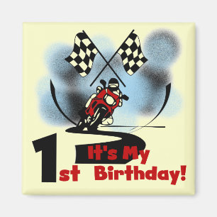 Motorrad-Rennen 1. Geburtstag Tshirts und Geschenk Magnet