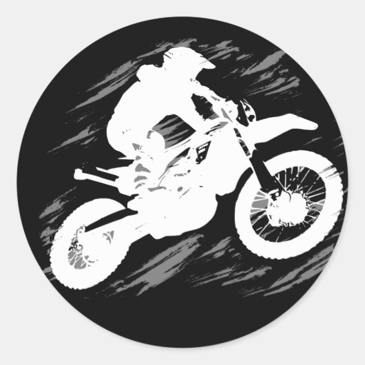 Motorrad-Rennen in Motocross Runder Aufkleber (Vorderseite)