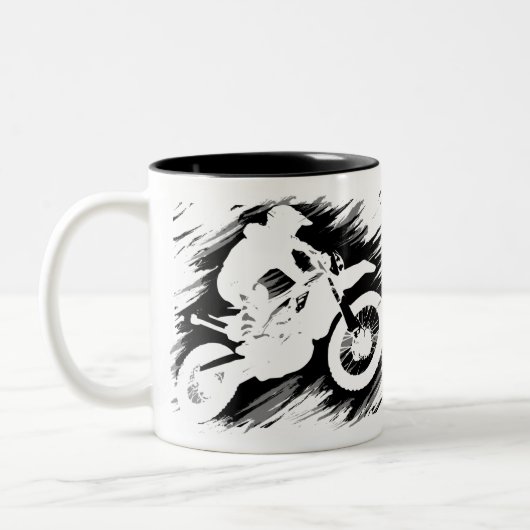 Motorrad-Rennen in Motocross Zweifarbige Tasse (Links)