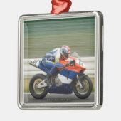Motorrad-Rennen Silbernes Ornament (Links)