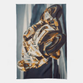 Motorrad-Rennläufer Geschirrtuch (Vertikal)