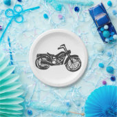 Motorrad-Retro-Abbildung - Hintergrund auswählen Pappteller (Party)