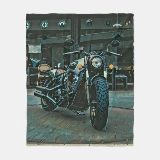 Motorrad-Retro-Geschenk Fleecedecke (Vorderseite)