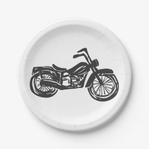 Motorrad-Retro-Illustration - Hintergrund wählen Pappteller