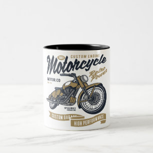 Motorrad Retro-Power Zweifarbige Tasse