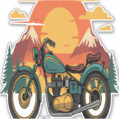 Motorrad Retro Vintager Sonnenuntergang Aufkleber (Vorderseite)