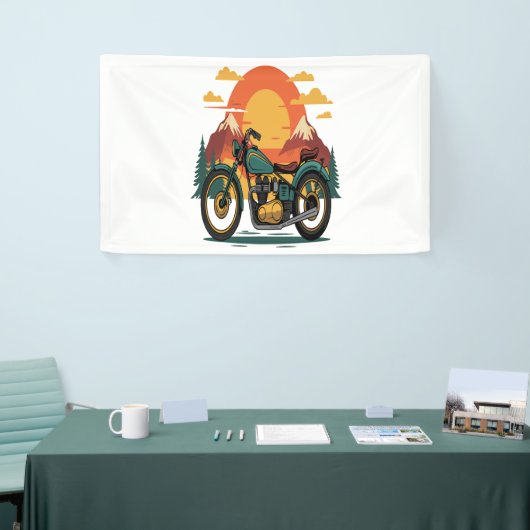 Motorrad Retro Vintager Sonnenuntergang Banner (Messeveranstaltung)