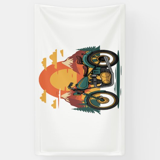 Motorrad Retro Vintager Sonnenuntergang Banner (Vertikal)