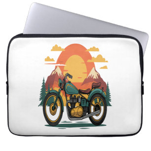 Motorrad Retro Vintager Sonnenuntergang Laptopschutzhülle