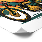 Motorrad Retro Vintager Sonnenuntergang Poster (Ecke)