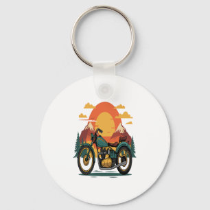 Motorrad Retro Vintager Sonnenuntergang Schlüsselanhänger