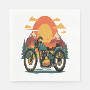 Motorrad Retro Vintager Sonnenuntergang Serviette