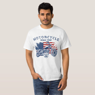Motorrad Road Trip Route 66 USA Flag T - Shirt