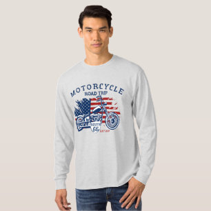 Motorrad-Roadtrip Route 66 USA-Flagge anpassen T-Shirt