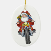 Motorrad-Sankt-Weihnachtsbaum-Verzierung Keramik Ornament (Vorne)