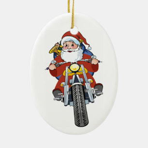 Motorrad-Sankt-Weihnachtsbaum-Verzierung Keramik Ornament
