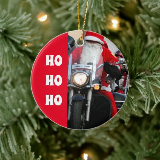 Motorrad Santa Claus Ho Ho Ho Keramik Ornament (Baum)