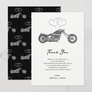 Motorrad Schwarz & Silber Herzen Biker Danke Einladung