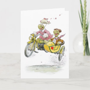 Motorrad-Seitentaschen-Schildkröten-Jubiläumskarte Karte