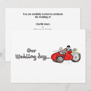 Motorrad & Seitenwagen-Hochzeit Einladung