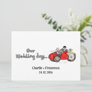 Motorrad & Seitenwagen-Hochzeit Einladung