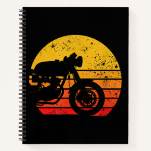 Motorrad Shirt Vintag Retro T - Shirt für Café Ra Notizblock