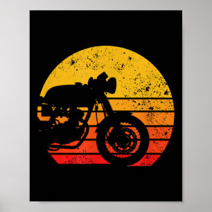 Motorrad Shirt Vintag Retro T - Shirt für Café Ra Poster