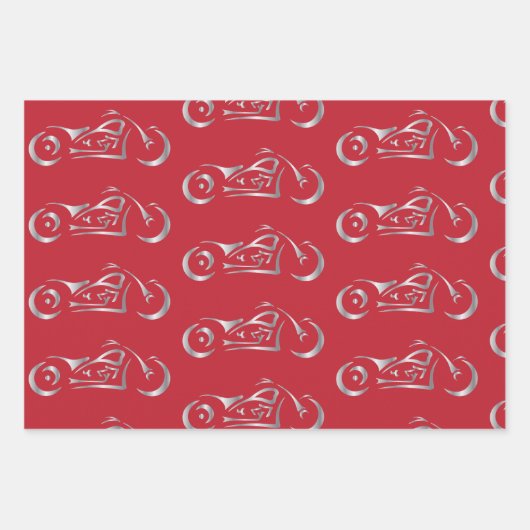 Motorrad-Silber-Silhouette mit farbigem Hintergrun Geschenkpapier Set (Vorderseite 2)