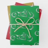 Motorrad-Silber-Silhouette mit farbigem Hintergrun Geschenkpapier Set (Beispiel)