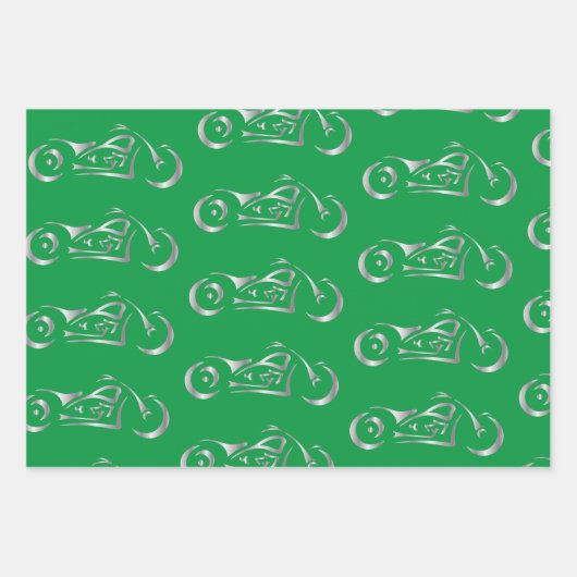 Motorrad-Silber-Silhouette mit farbigem Hintergrun Geschenkpapier Set (Vorderseite)