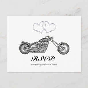 Motorrad- & Silberherzen-Biker-Hochzeit RSVP Einladungspostkarte