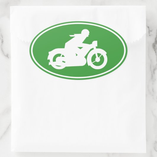 Motorrad-Silhouette Ovaler Aufkleber (Tasche)
