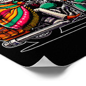 Motorrad Skeleton Biker Mexican Sombrero Cinco D Poster (Ecke)