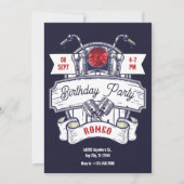 Motorrad-Sondergarage Ikonus Geburtstag Einladung (Vorderseite)