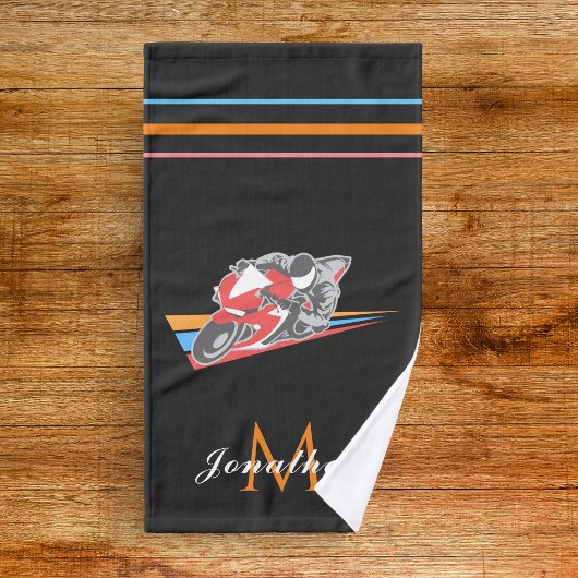 Motorrad-Thema Motorrad-Boys Name grau Handtuch