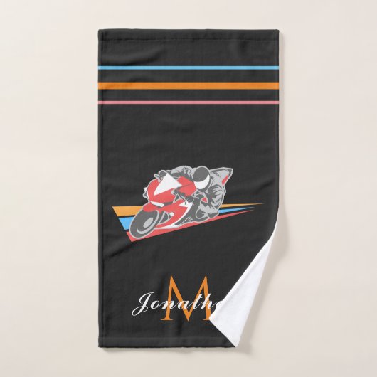 Motorrad-Thema Motorrad-Boys Name grau Handtuch (Handtuch)