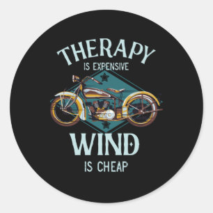 Motorrad-Therapie Wind Vintag Biker Geschenk Runder Aufkleber