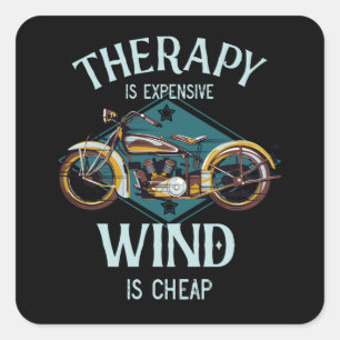Motorrad-Therapie Wind Vintage Biker-Geschenk Quadratischer Aufkleber