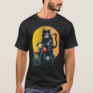 Motorrad Tuxedo Kat Vater Mama Kätzchen T-Shirt