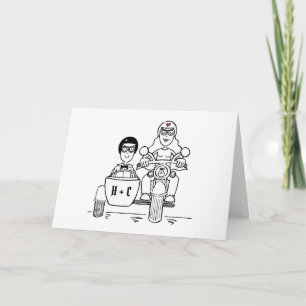 Motorrad und Beiwagen-Hochzeit Karte