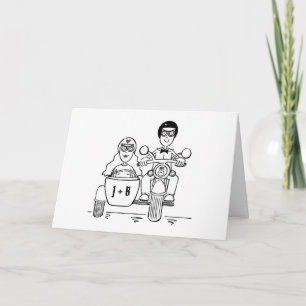 Motorrad und Beiwagen-Hochzeit Karte
